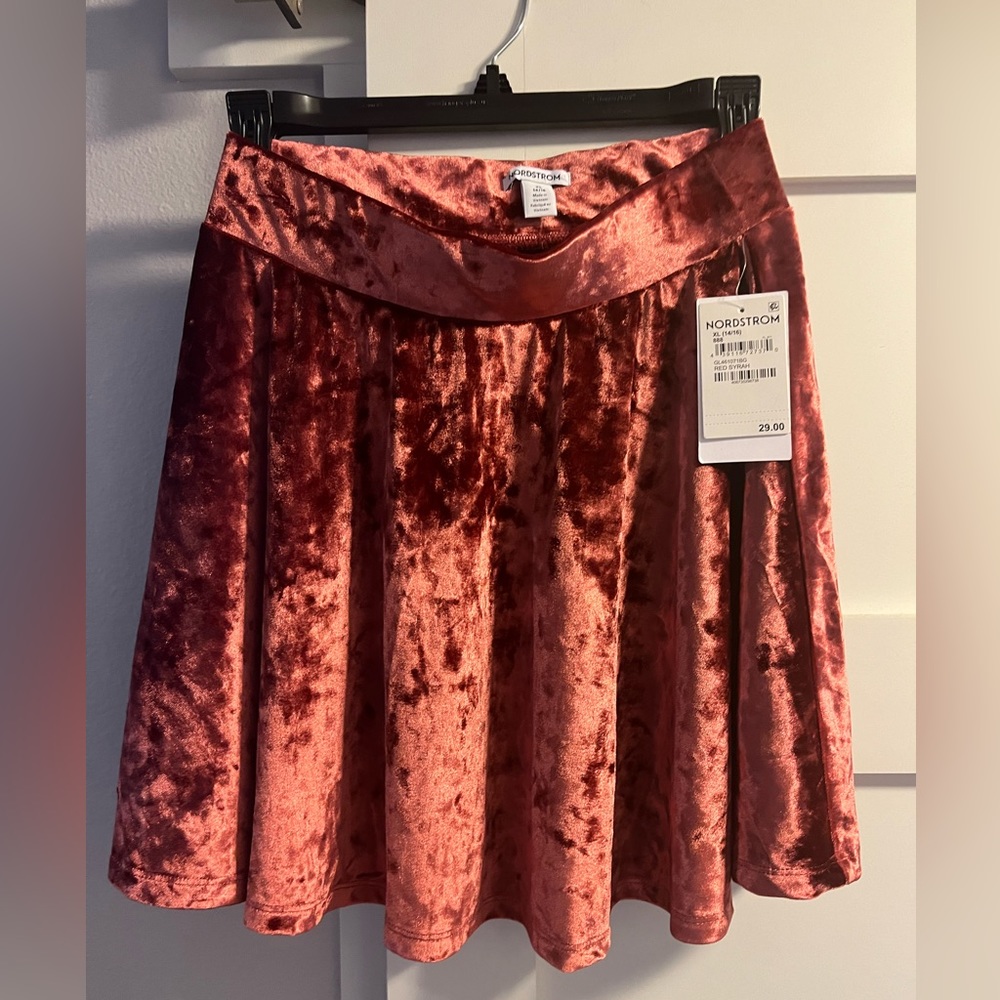 NWT Girls Nordstrom Crushed Velvet Skater Skirt